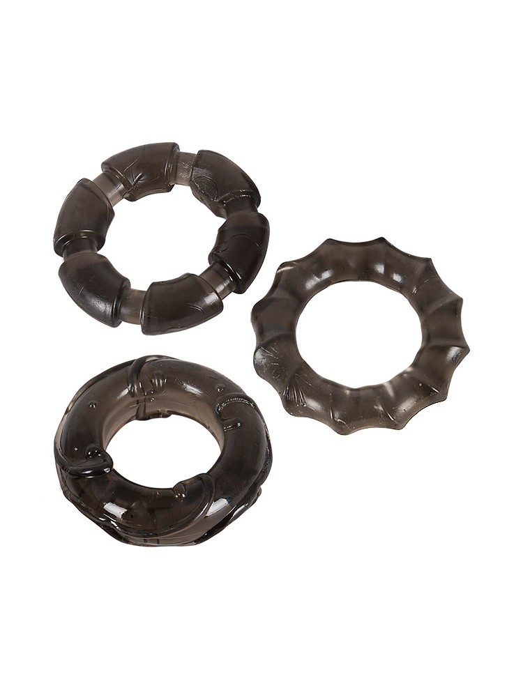 Stretchy Cockrings: Penisringe-Set, smoke