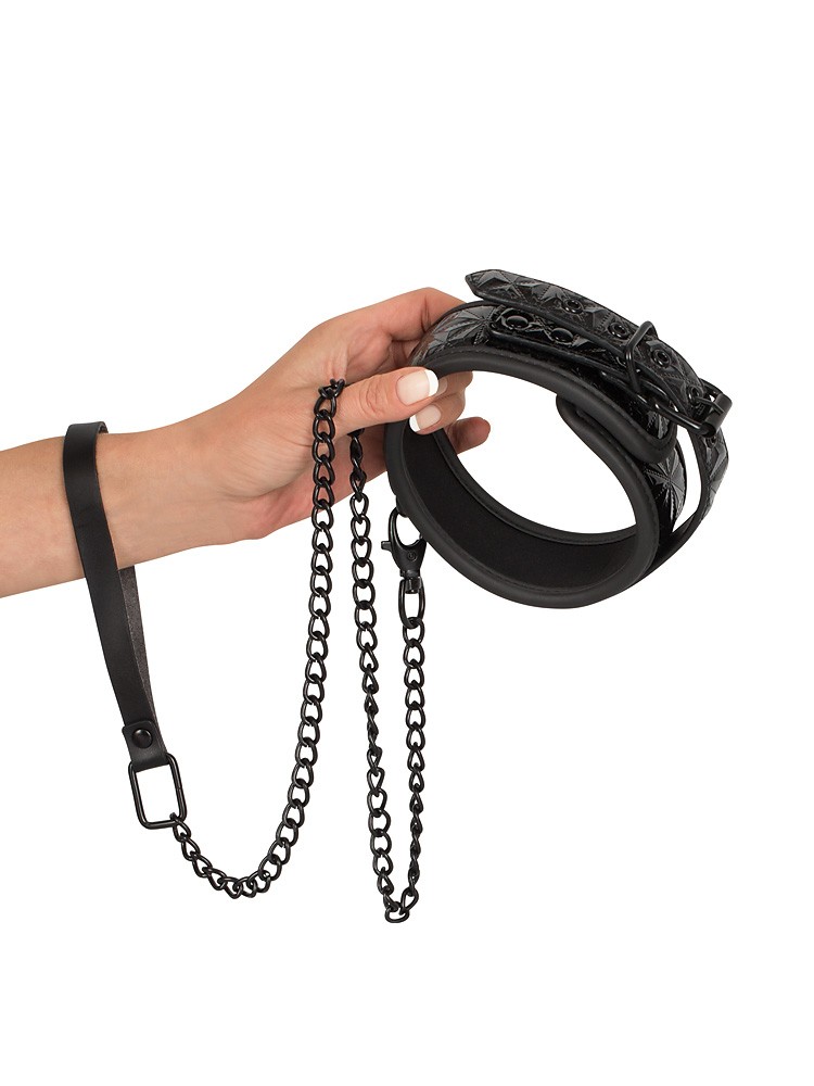 Bad Kitty Halsfessel mit Führkette, schwarz