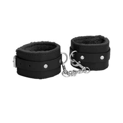 Ouch! Plush Leather Ankle Cuffs: Fußfesseln, schwarz Ouch! Plush Leather Ankle Cuffs: Fußfesseln, schwarz
