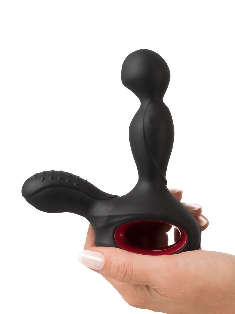 Rechargeable Massager for Him: Vibro-Analplug, schwarz/rot