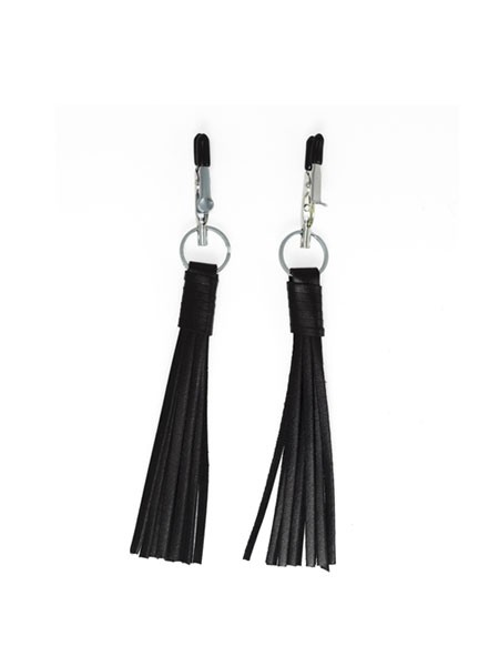 Metall-Nippelklemmen mit Lederfransen