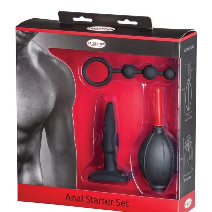 Malesation Anal Starter: Analtoy-Set, schwarz/rot Malesation Anal Starter: Analtoy-Set, schwarz/rot