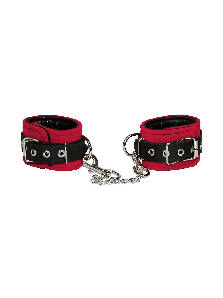 Leder-Handfesseln, rot/schwarz