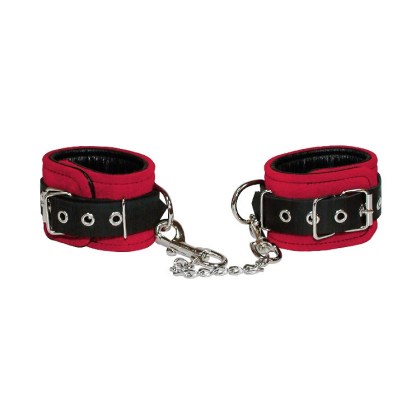 Leder-Handfesseln, rot/schwarz Leder-Handfesseln, rot/schwarz