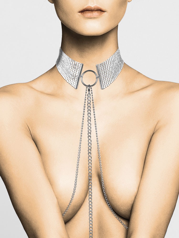 Bijoux Indiscrets Désir Métallique: Halsfessel mit Kette, silber