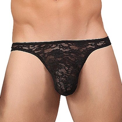 Male Power Stretch Lace: String, schwarz (L/XL) Male Power Stretch Lace: String, schwarz (L/XL)