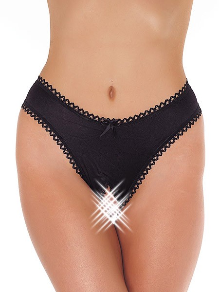 Ouvert-String, schwarz (One Size)