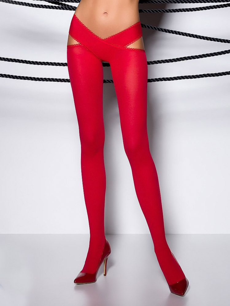 Passion: Ouvert-Strumpfhose TI Open 005, rot (M/L)