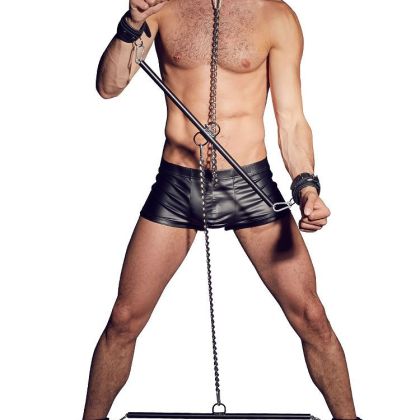 Leder-Totalfessel 9-teilig, schwarz/silber Leder-Totalfessel 9-teilig, schwarz/silber