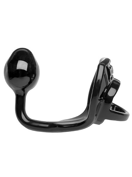 Perfect Fit Armour Tug Lock: Penisring mit Analplug, schwarz