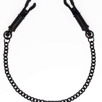 Metall-Nippelklemmen mit Kette, schwarz Metall-Nippelklemmen mit Kette, schwarz