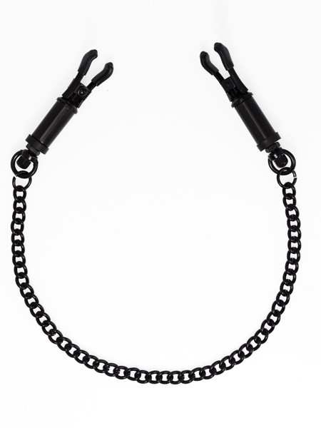 Metall-Nippelklemmen mit Kette, schwarz