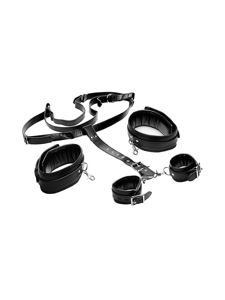 Strict Thigh Sling with Wristcuffs: Fesselgeschirr, schwarz