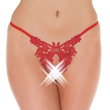 Ouvert-Spitzenstring: Flowers, rot (One Size) Ouvert-Spitzenstring: Flowers, rot (One Size)