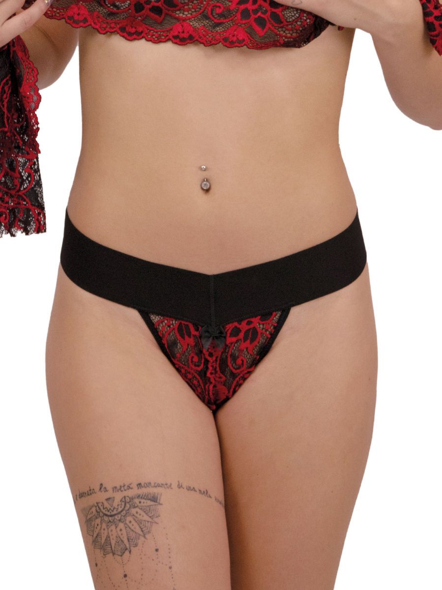 Eros Veneziani Natale: Ouvertstring, rot/schwarz (XXL)
