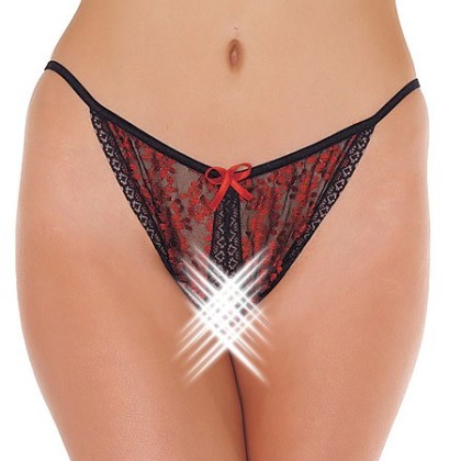 Ouvert-Tanga, schwarz/rot (One Size) Ouvert-Tanga, schwarz/rot (One Size)