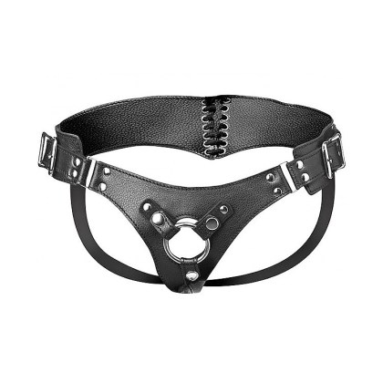 Strap U Bodice: Strap-On Harness mit Schnürung, schwarz Strap U Bodice: Strap-On Harness mit Schnürung, schwarz