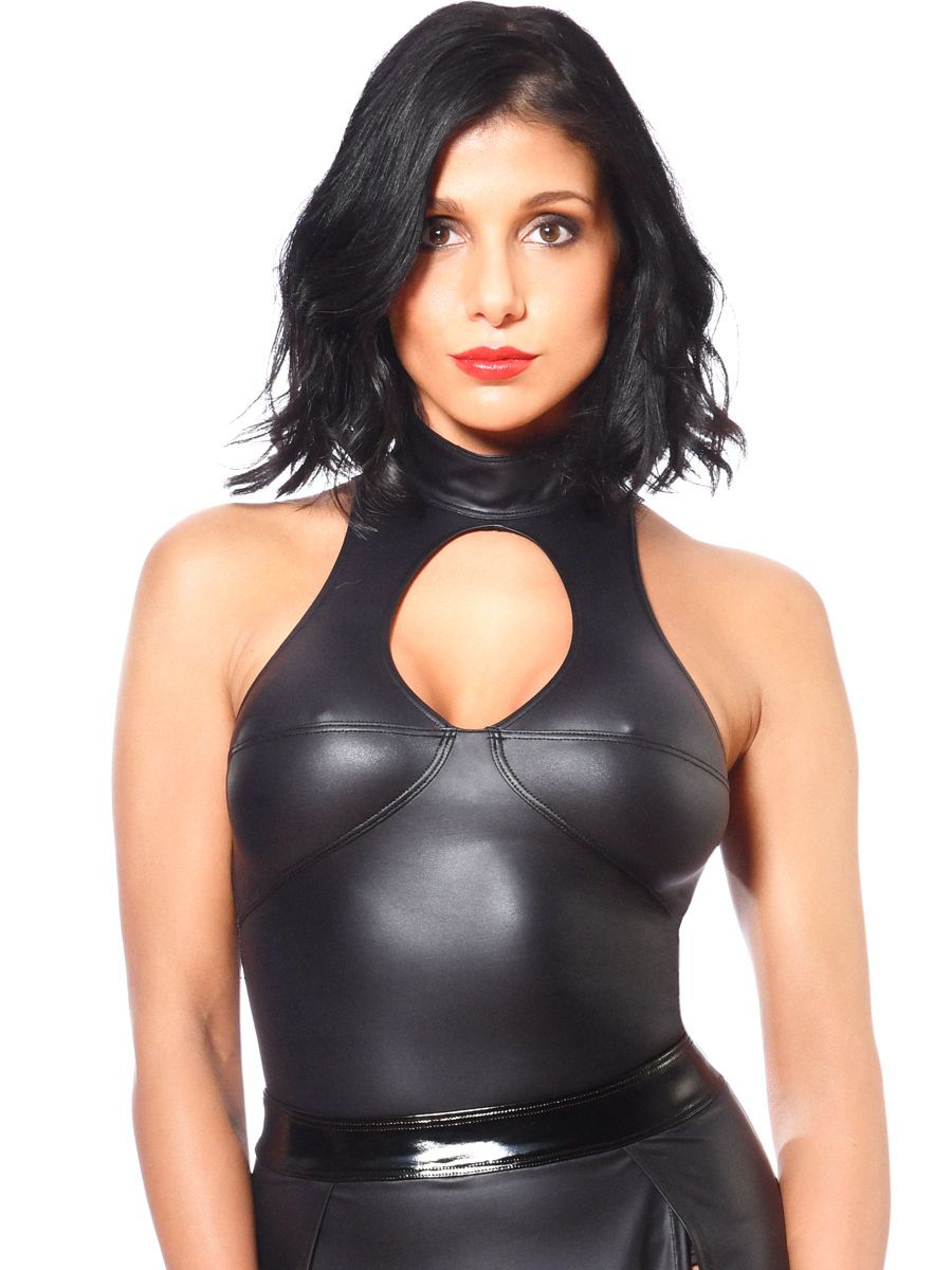 Patrice Catanzaro Kate: Wetlook-Top, schwarz (4XL)