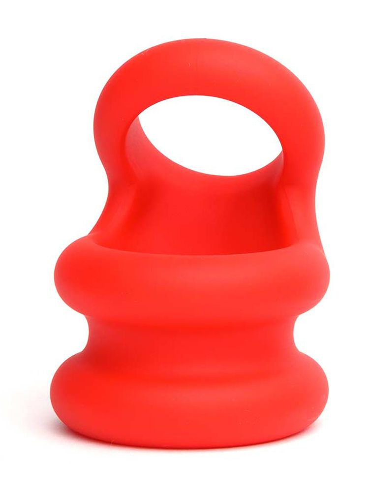 Sport Fucker Switch Hitter: Penisring mit Hodenstretcher, rot
