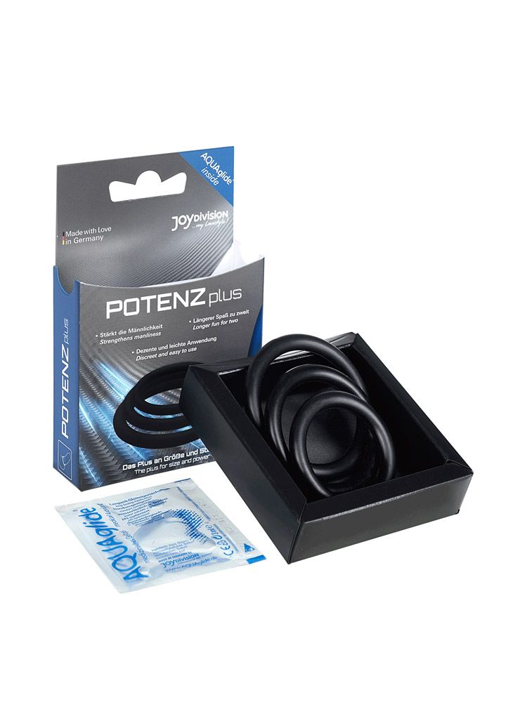 POTENZplus: Penisringe-Set, schwarz