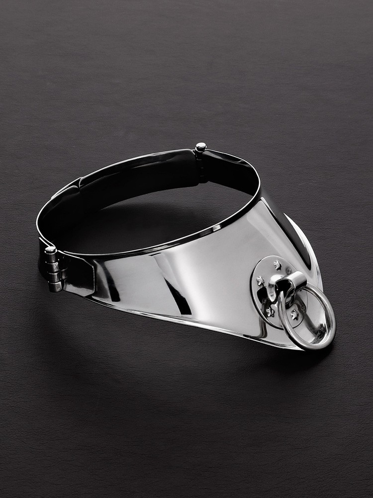 Triune Locking Cleopatra Collar with Ring: Edelstahl-Halsfessel (S/M)