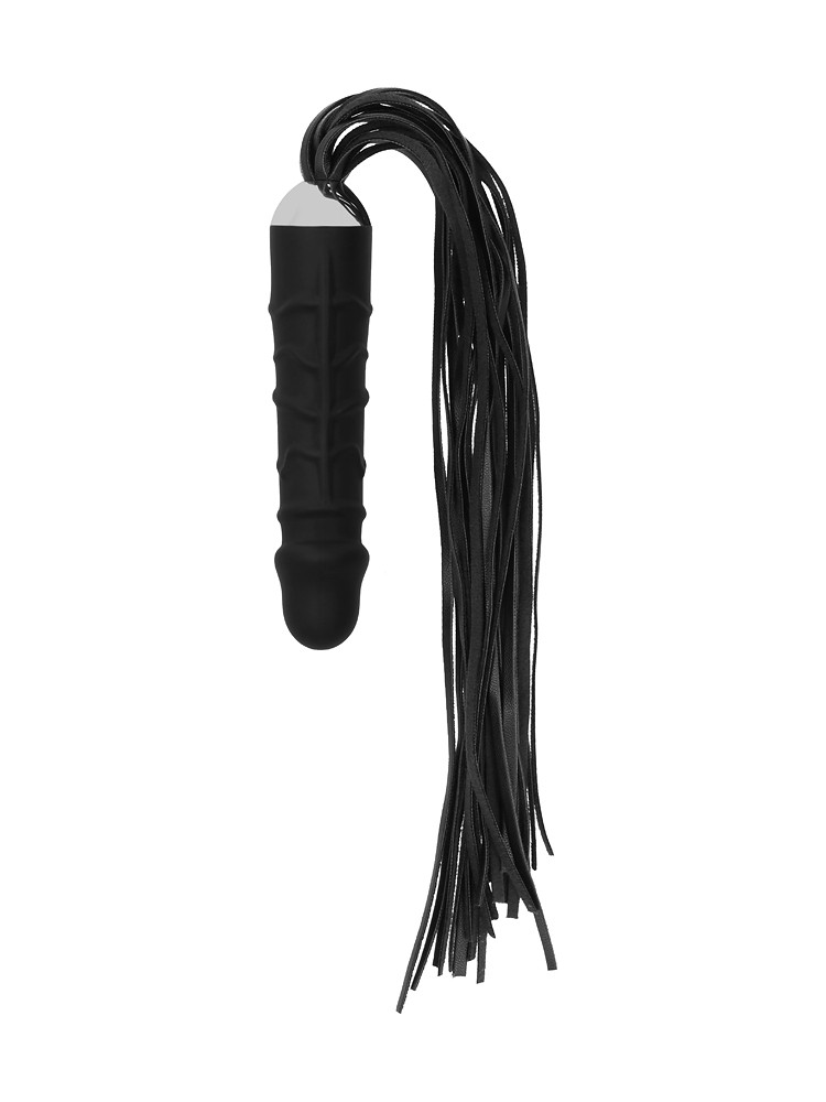 Ouch! Whip with Realistic Dildo: Peitsche mit Dildogriff, schwarz