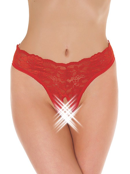 Ouvert-Spitzenstring, rot (One Size)