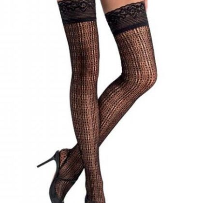 Passion ST017: Halterlose Strümpfe, schwarz (L/XL) Passion ST017: Halterlose Strümpfe, schwarz (L/XL)