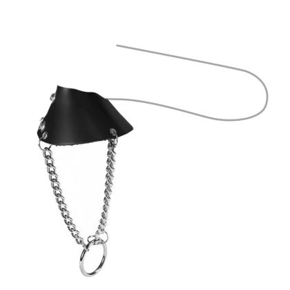 Leder-Hodenmanschette mit Ketten, schwarz Leder-Hodenmanschette mit Ketten, schwarz