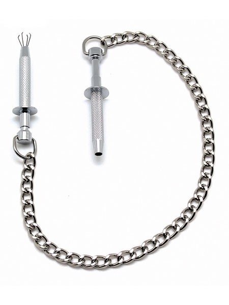 Nippelgreifer mit Kette, silber