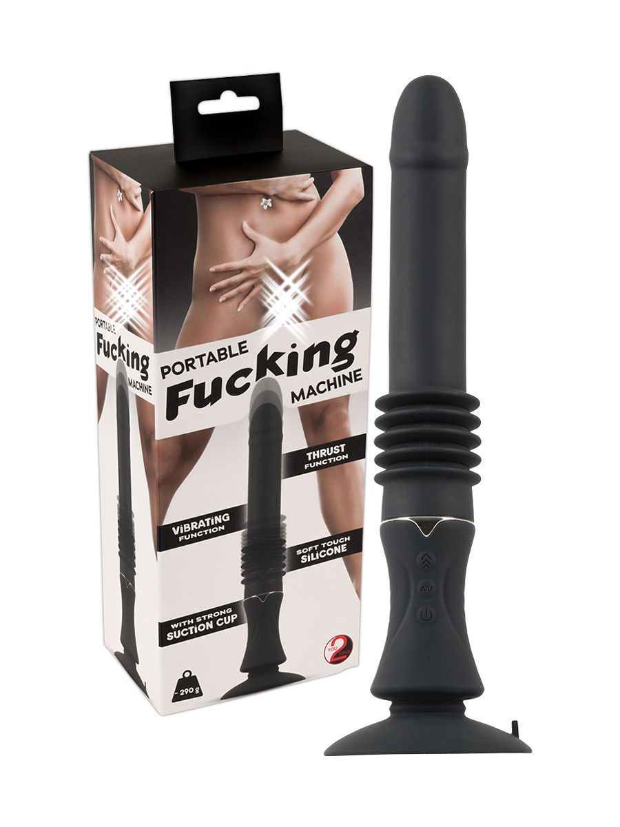 Portable Fucking Machine: Stoßender Vibrator, schwarz