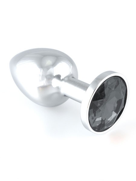 Edelstahl-Buttplug mit schwarzem Kristall (140g)