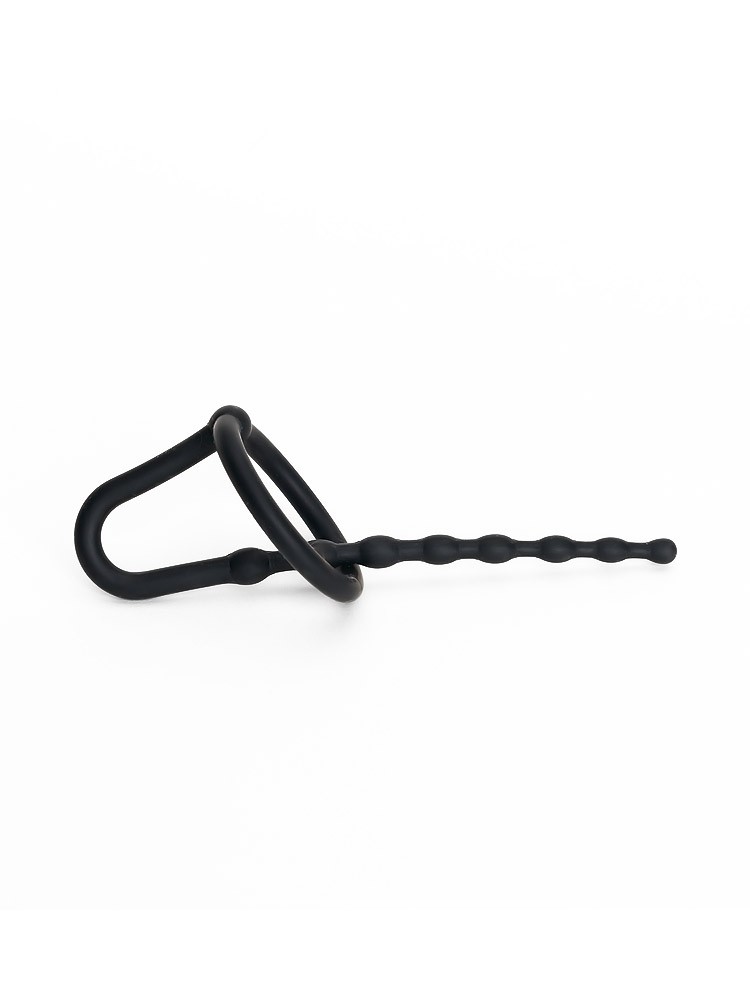 Sport Fucker Silicone Dipstick Sound: Eichelring mit Dilator, schwarz