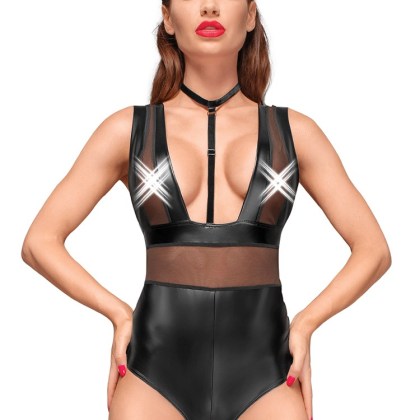 Noir Handmade: Wetlook-Netz-Body F183, schwarz (3XL) Noir Handmade: Wetlook-Netz-Body F183, schwarz (3XL)