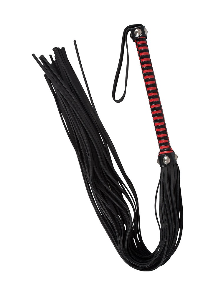 Lederpeitsche, schwarz/rot