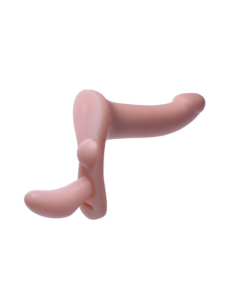 Strap U Plena II: Strap-On mit Doppeldildo, schwarz/haut