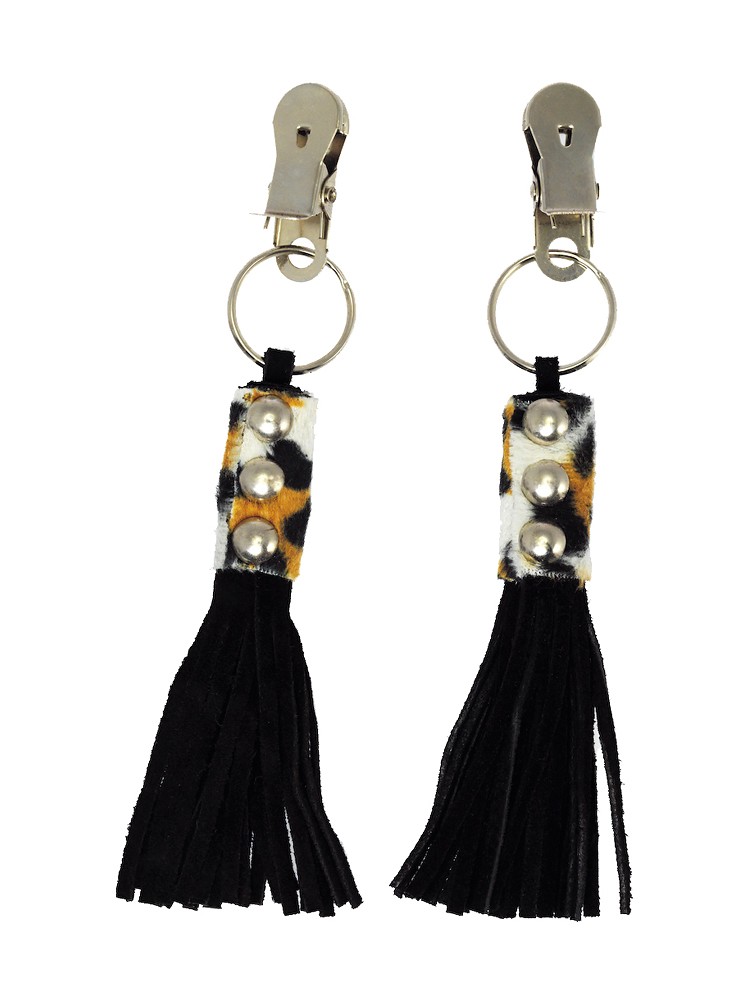 Nippelklemmen mit Velourlederfransen, leo