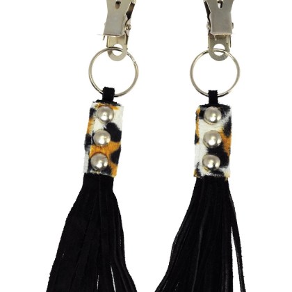 Nippelklemmen mit Velourlederfransen, leo Nippelklemmen mit Velourlederfransen, leo