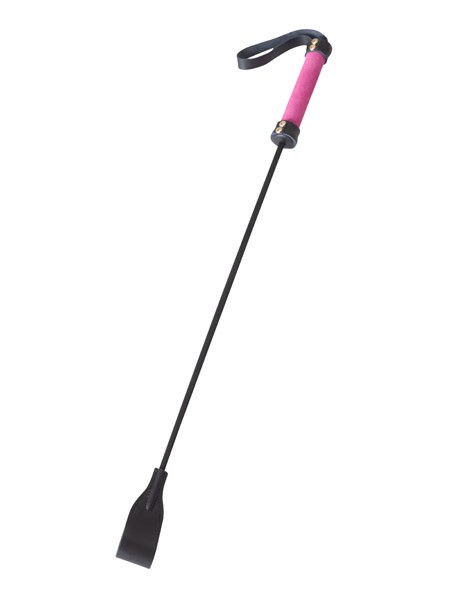 Kunststoff-Gerte mit Lederspitze, pink/schwarz