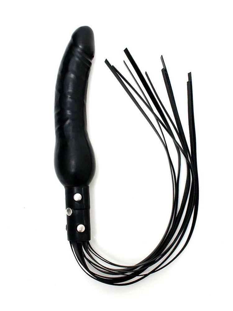 Peitsche mit Dildo, schwarz