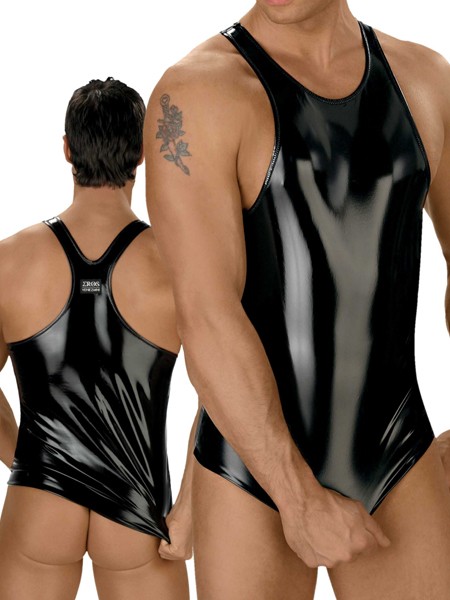 Eros Veneziani: Lackshirt, schwarz (M/L)