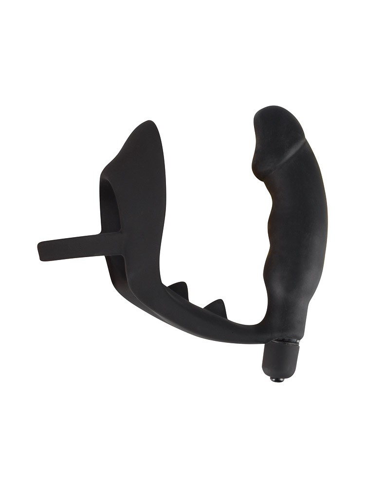 Black Velvets: Penisring mit Vibroplug, schwarz