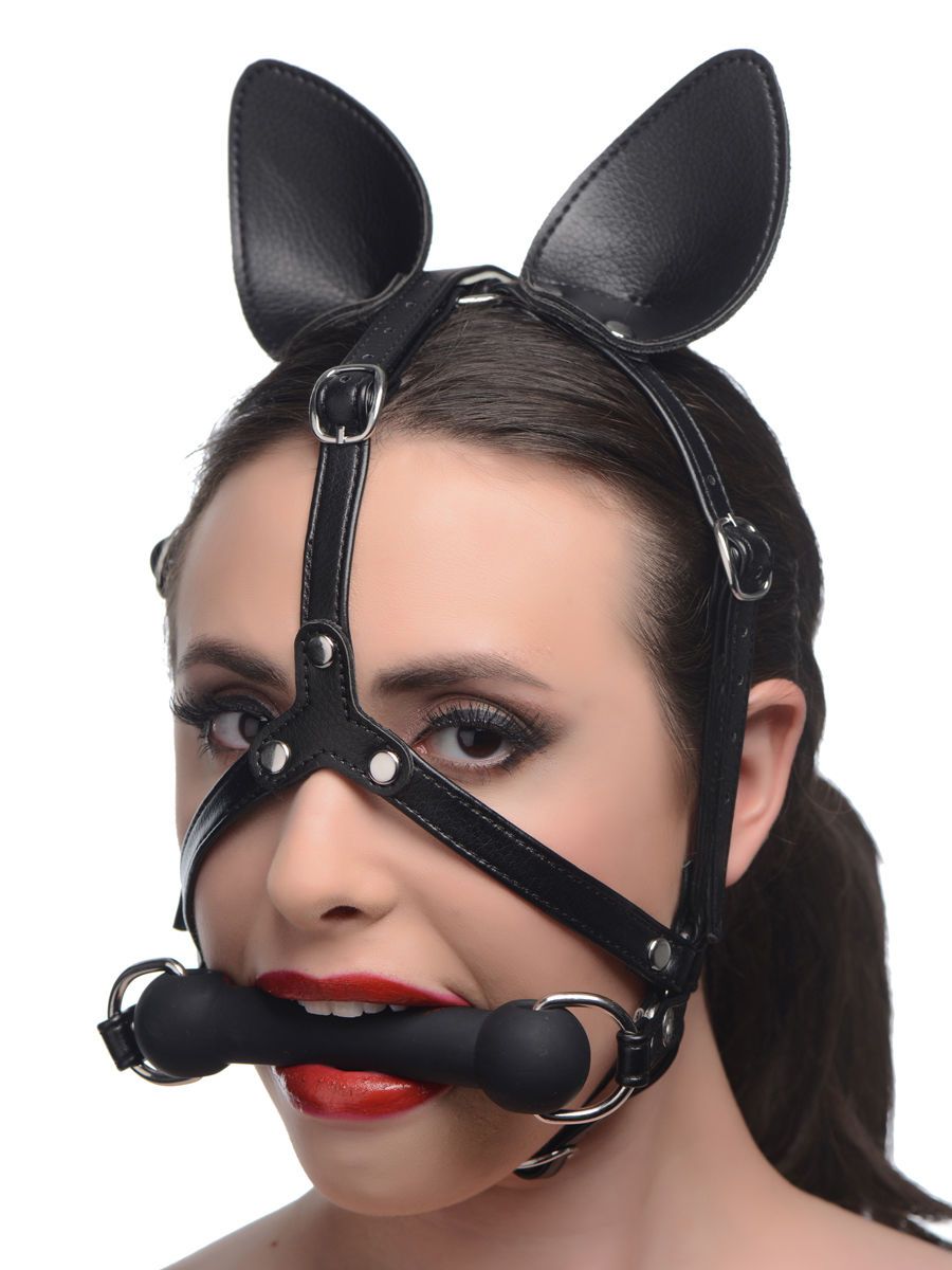 Master Series Dark Horse Pony Head: Kopf-Harness mit Knebel, schwarz