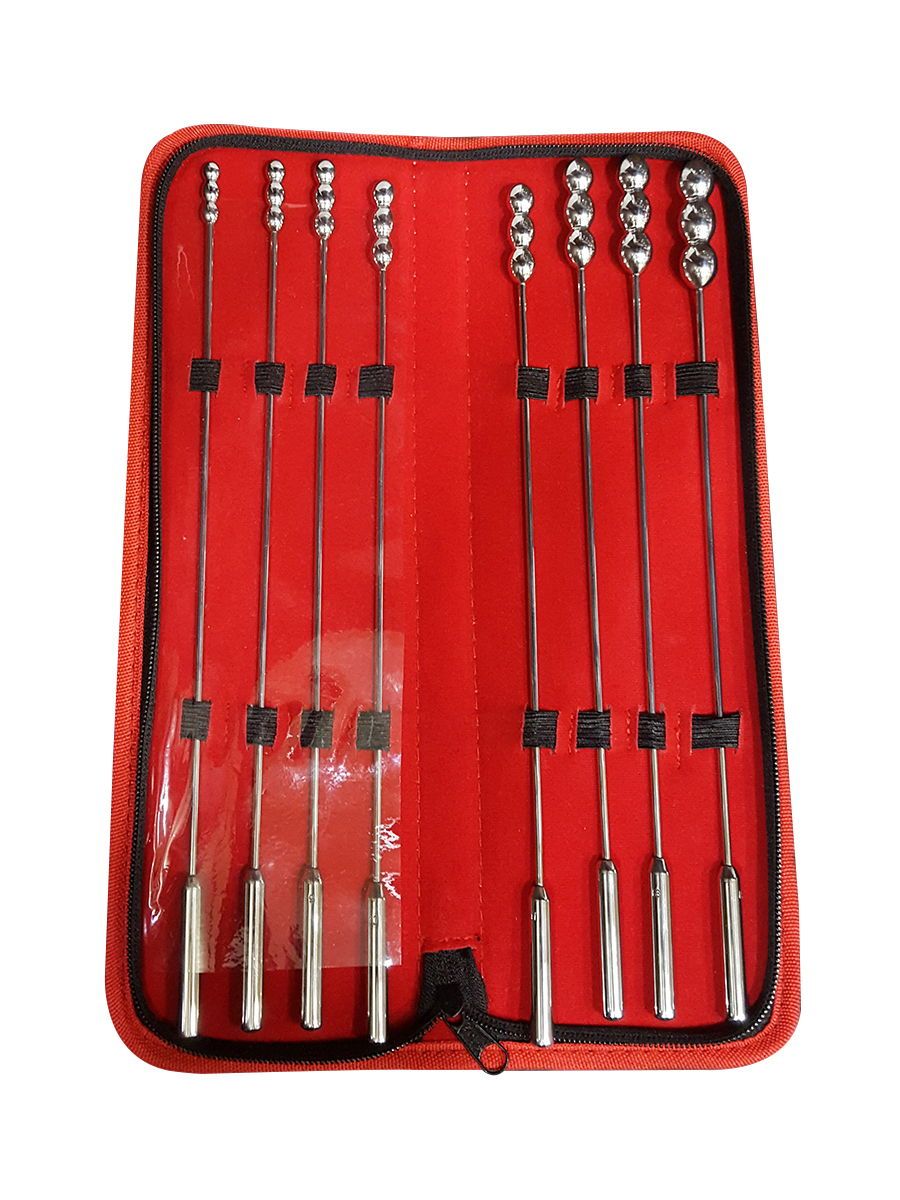 Black Label Bumpy Rosebud Urethral Sounds Set: Edelstahl-Dilatoren-Set, 8-teilig
