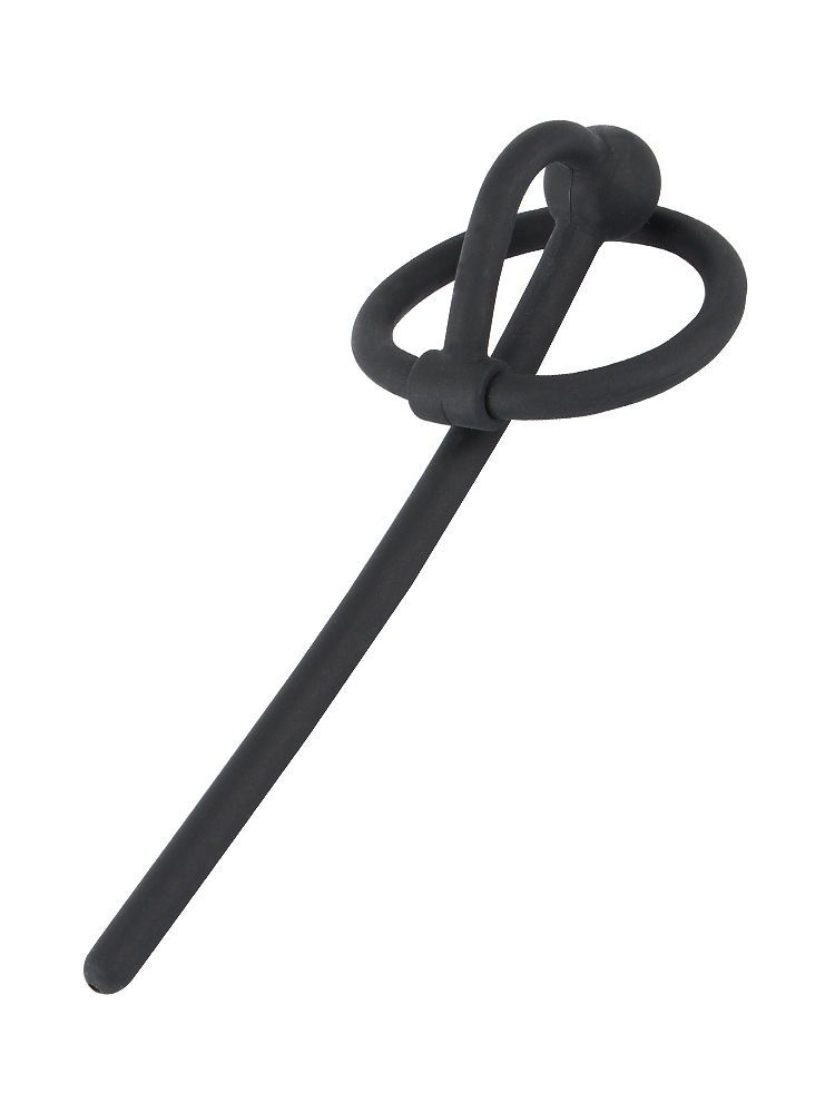 Piss Play: Penisplug mit Eichelring, schwarz