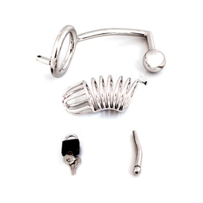 Chastity Cage with Screw: Keuschheitskäfig mit 45mm Ring, Dilator und Analplug Chastity Cage with Screw: Keuschheitskäfig mit 45mm Ring, Dilator und Analplug