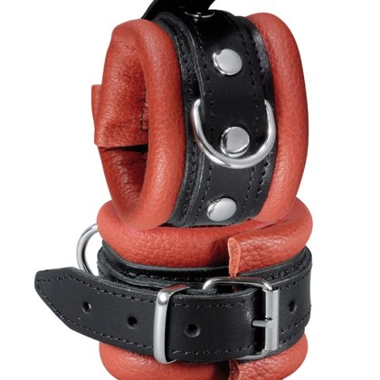 Xx-DreamsToys: Leder-Handfesseln, rot/schwarz Xx-DreamsToys: Leder-Handfesseln, rot/schwarz