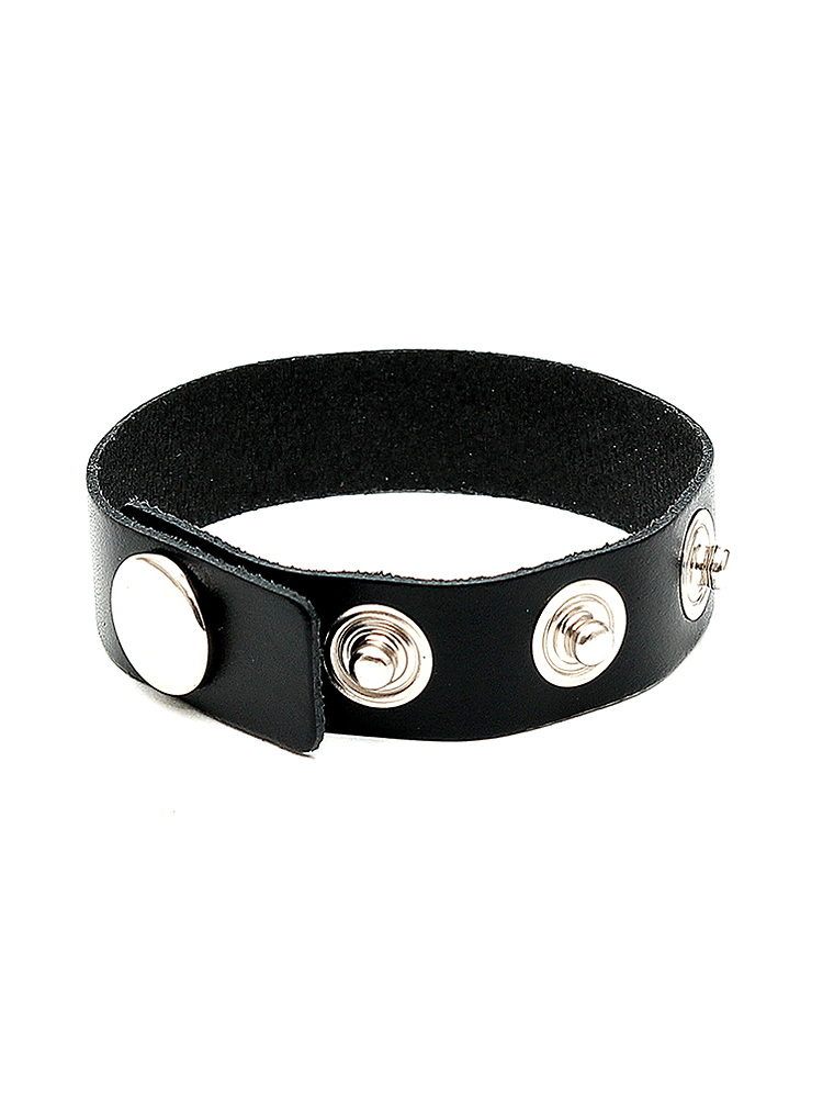 Leder-Penisriemen mit Druckknopf, schwarz