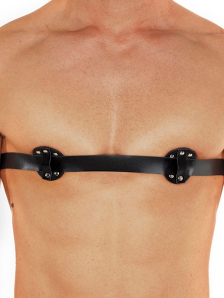 Leder-Brustgurt mit Innendornen, schwarz (One Size)