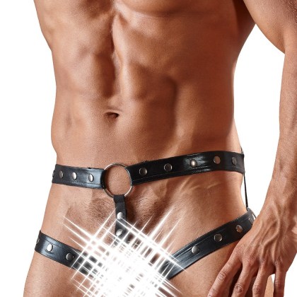 Wetlook-Hüftgurt mit Penisring, schwarz (M/L) Wetlook-Hüftgurt mit Penisring, schwarz (M/L)